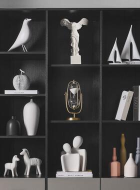 轻奢客厅书柜摆件组合酒柜高档办公室书房样板房玄关家居软装饰品