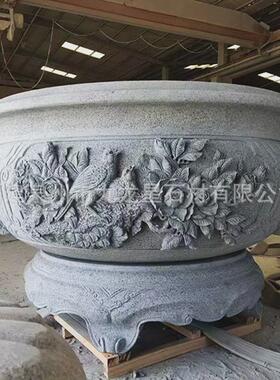 石雕青石鱼缸养鱼石头花盆荷花石缸仿古老式石槽室外石缸庭院水缸