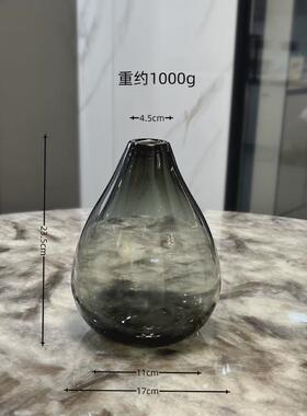 大肚透明玻璃花瓶吊钟马醉木落地现代摆件客厅样板间小口北欧简约