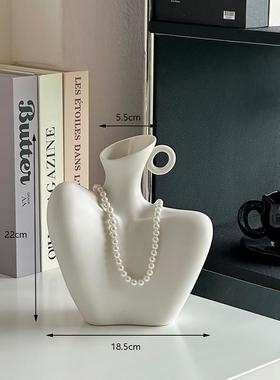北欧轻奢玄关装饰摆件美人肩锁骨陶瓷花瓶ins桌面电视机柜摆件
