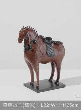 轻奢复古马中客厅电视柜酒店酒柜别墅古风售楼处书房软装饰品摆件