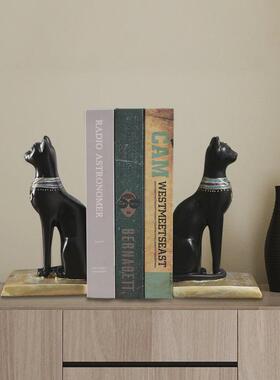 热销跨境复古埃及猫书挡树脂轻奢玄关书房书柜摆件装饰样板房黑猫