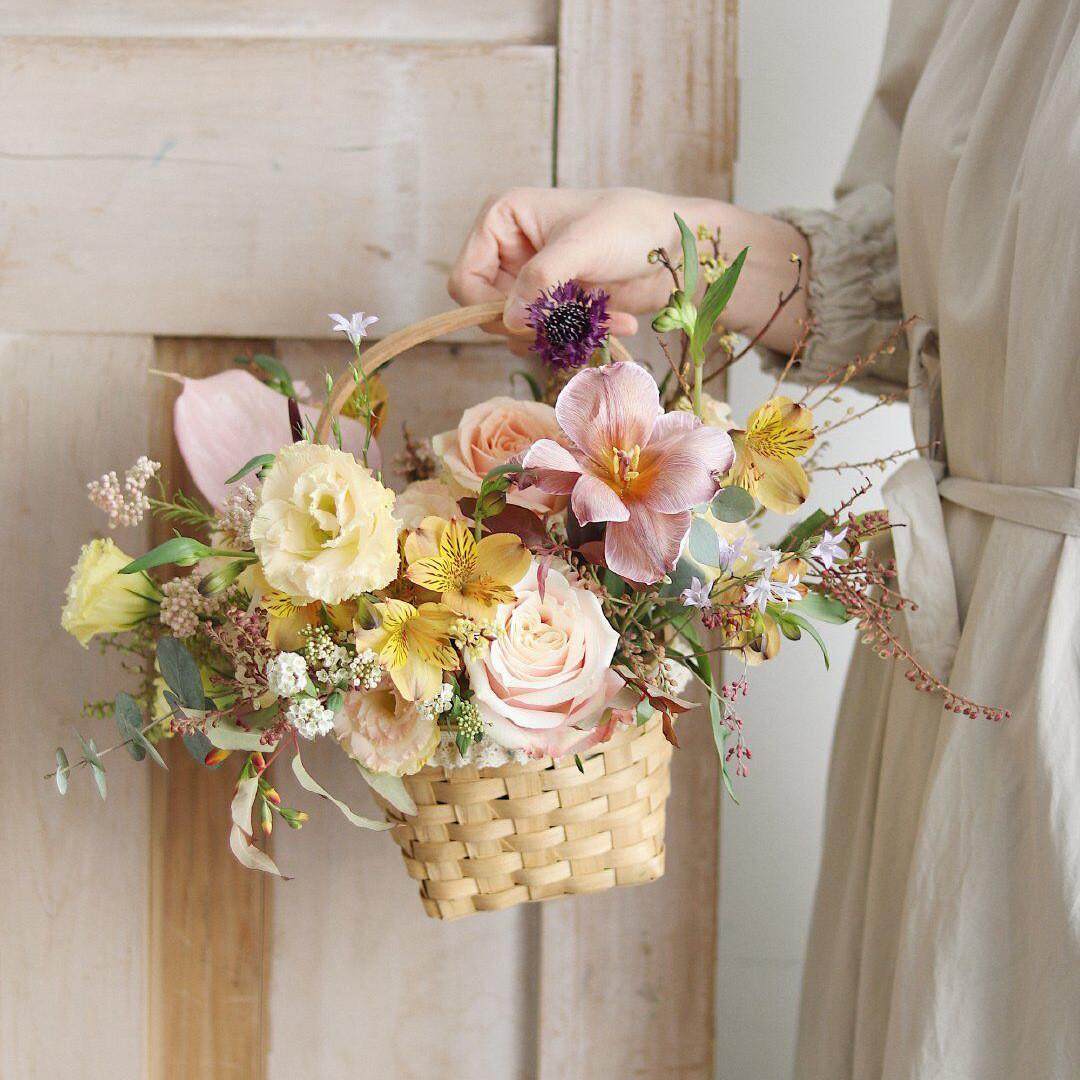 花篮插花干花篮手提编织藤编小花篮鲜花野餐草编花篮子小花篮,淘宝优惠券,粉丝福利购,淘宝优惠卷