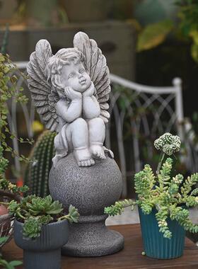 花园先生复古欧式天使摆件可爱户外人物雕塑花园装饰庭院阳台布置