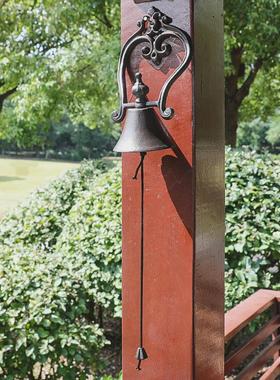 复古铸铁古铜门铃铃铛法式铁艺壁饰咖啡馆打铃手摇铃装饰挂件