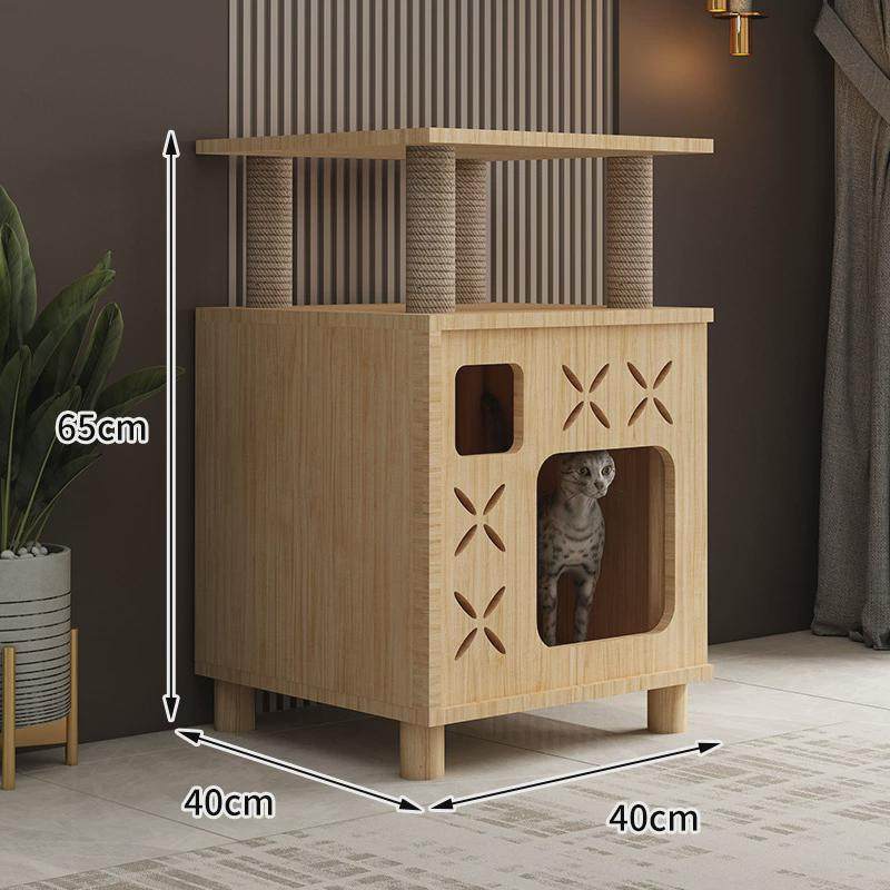 猫窝实木四季通用猫咪封闭式猫房子猫爬架床头柜人猫别墅共用凳子,淘宝优惠券,粉丝福利购,淘宝优惠卷