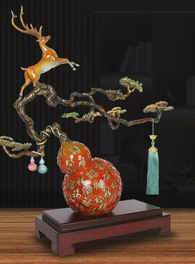 铜制葫芦摆件鹿客厅玄关酒柜办公室玄关摆设装饰乔迁礼品送客户