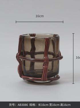 博西家居创意直筒高级感玻璃花瓶现代简约轻奢高级感插干花摆件