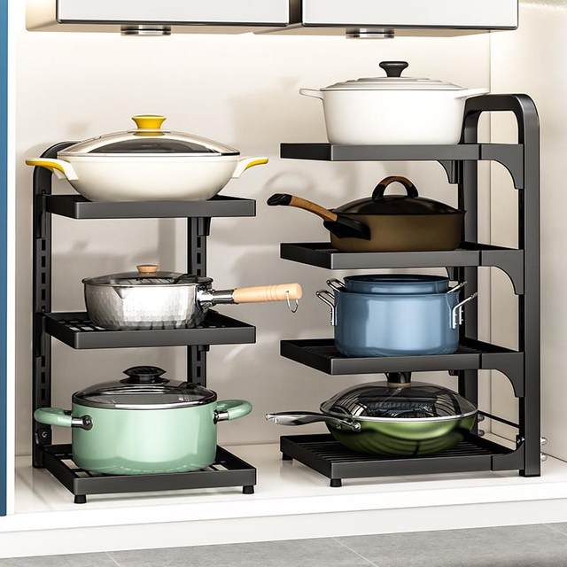 Kitchen pot rack storage rack household multi-layer pot storage rack under sink cabinet layered pot rack