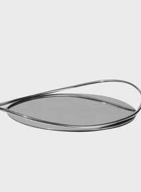 现代轻奢意式皮革金属把手高档托盘装饰摆件样板房售楼处客厅陈列