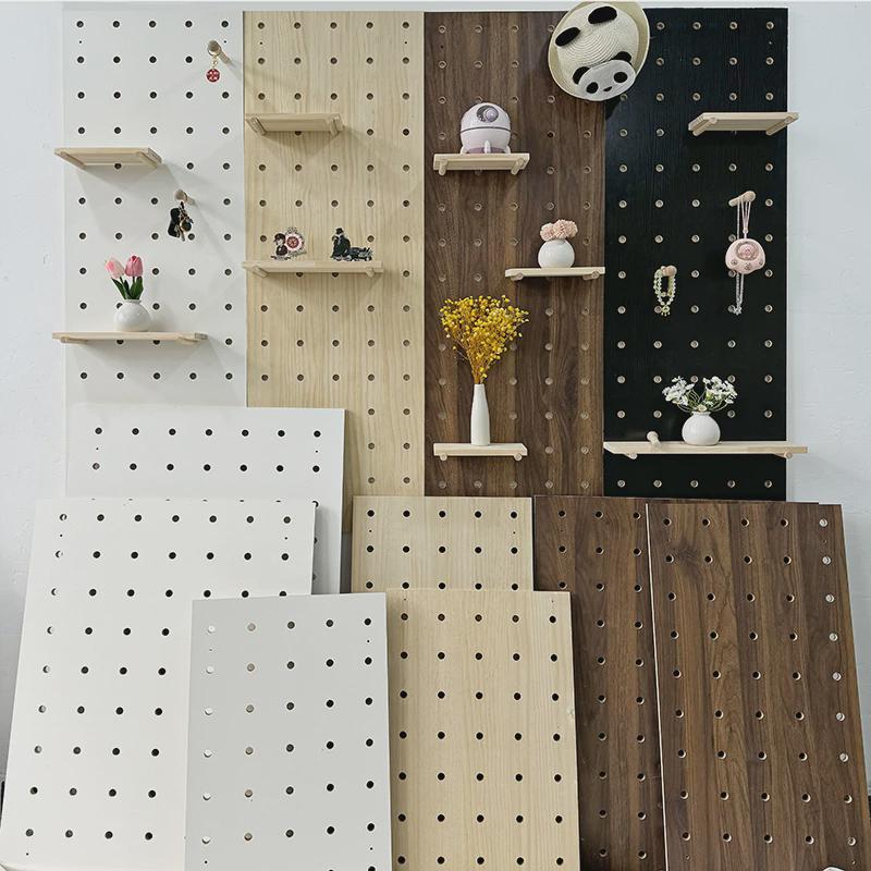Solid wood hole board custom wall tools wall storage bookshelf decoration wood wall storage rack entrance
