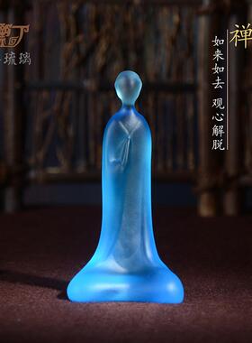 琉璃茶宠小沙弥摆件迷你禅意小和尚茶具创意礼品茶道配件工艺品