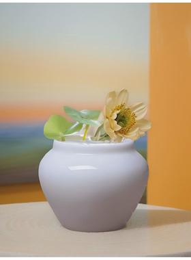 轻奢花插羊脂玉白瓷花瓶高级感客厅摆件插花水培风瓶北欧风小摆件