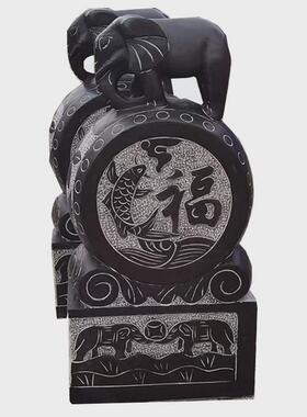 青石仿古石雕门墩一对小象门口石墩石鼓家用庭院装饰中式抱鼓