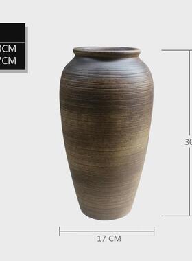 日式落地陶罐餐厅摆件视文艺花瓶水培插花器工艺品摆设软装手工品