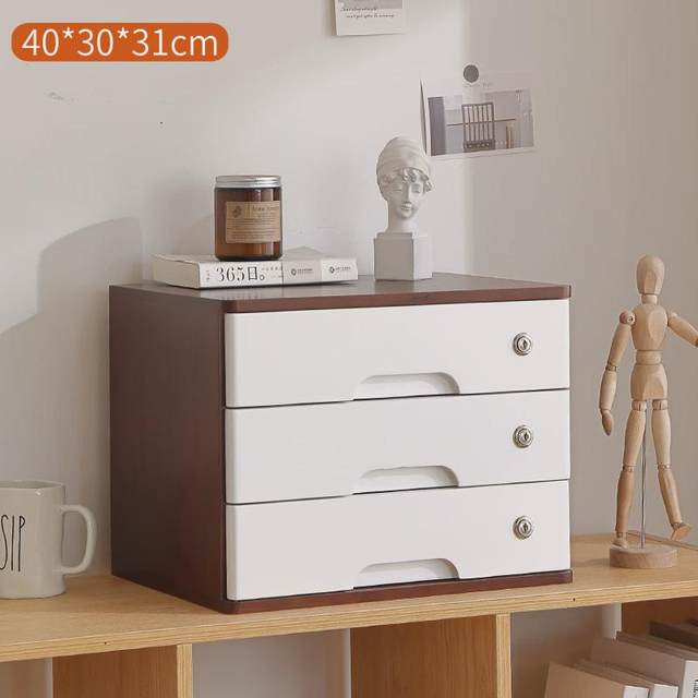 New solid wood with locks drawer storage cabinet wooden multi-functional small bedroom debris storage cabinet Japanese desktop