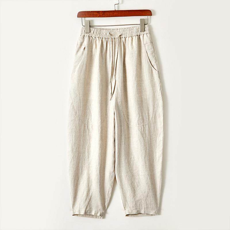 亚麻男九分裤小脚夏季新款大码宽松男士中国风,淘宝优惠券,粉丝福利购,淘宝优惠卷