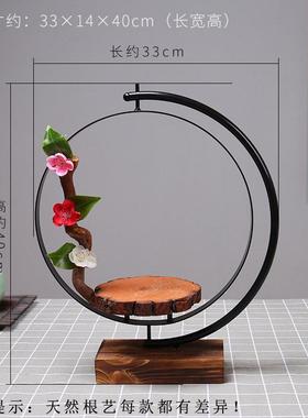 创意酒店用品餐具禅意意境菜盘异形木雕工艺品底座餐厅凉菜装饰盘