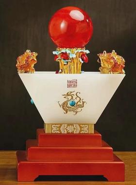 日进斗金聚宝盆琉璃水晶球摆件公司办公室家居客厅玄关店铺装饰品