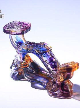 热销淄博琉璃工艺品高档水晶家居装饰吉祥如意摆件招财客厅玄关柜