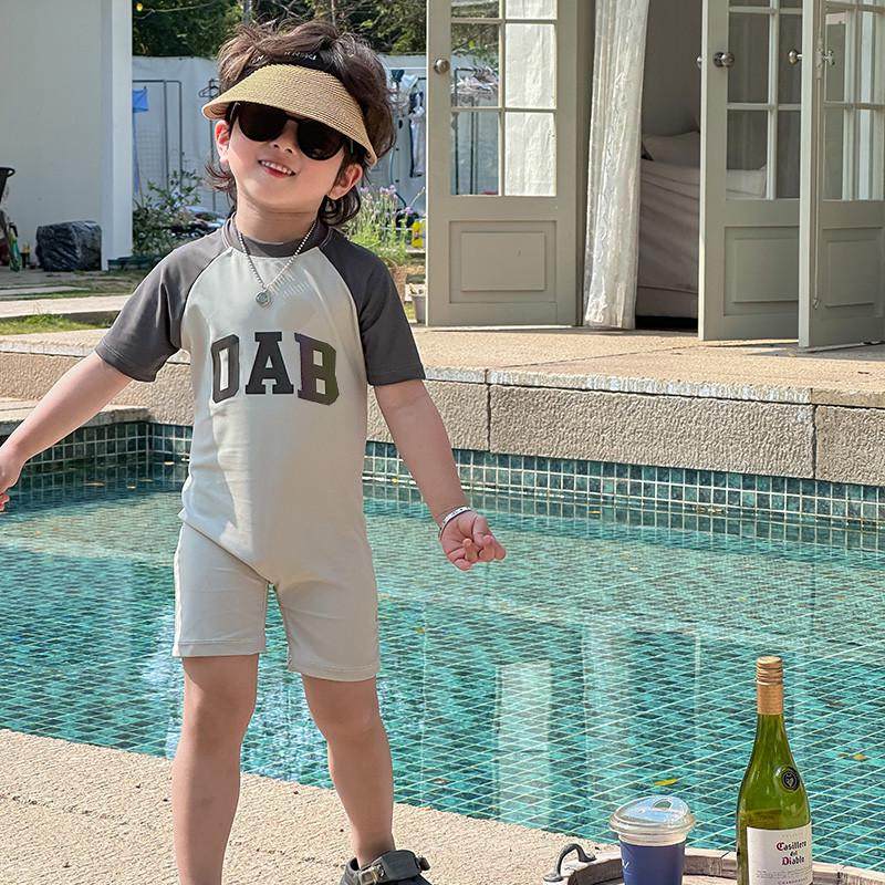 儿童连体泳衣男童ins男孩字母速干游泳衣时尚宝宝沙滩泳裤套装,淘宝优惠券,粉丝福利购,淘宝优惠卷