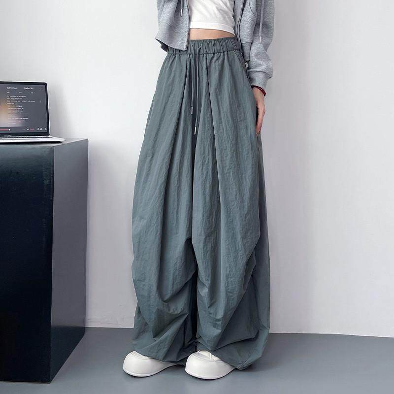 大码宽松阔腿裤女秋季胖mm抽绳遮胯微喇拖地裤显瘦慵懒,淘宝优惠券,粉丝福利购,淘宝优惠卷