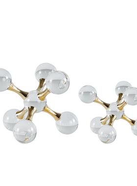 热销现代简约几何水晶分子圆球售楼处摆件样板房桌面家居软装饰品