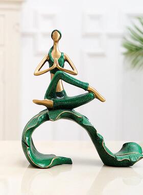 北欧瑜伽少女客厅小摆件家居装饰健身房书房电视柜办公桌酒柜饰品
