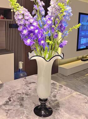 热销口黑白中古系白菜赫本风风灯手工玻璃花瓶水培插花器家居装饰
