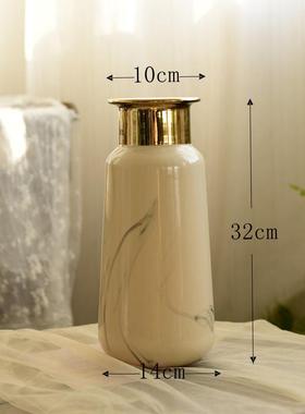 法式乡村白瓷复古陶瓷花瓶花壶花器手工艺术品装饰器皿仿真花摆件