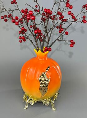 工艺品石榴创意台面花瓶家居套装现代简约组合成套陶瓷装饰摆件