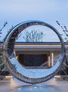 大型不锈钢景观雕塑厂家创意广场金属镜面镂空户外水景装饰品摆件