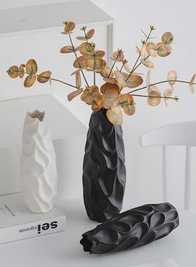 热销蜀门创意落地陶瓷简约白色干花花瓶客厅玄关电视柜插花摆件高