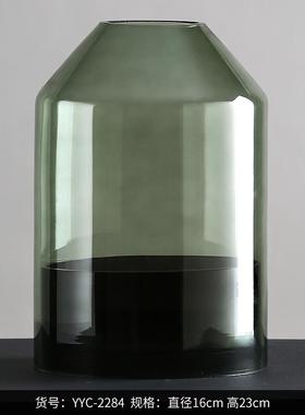 bestwest软装两体玻璃花瓶摆件餐桌插花瓶软装饰品创意几何饰品