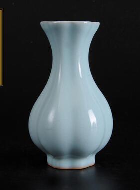 仿古汝窑陶瓷小花瓶中式简约瓷器客厅瓷瓶餐桌插花办公室桌面摆件
