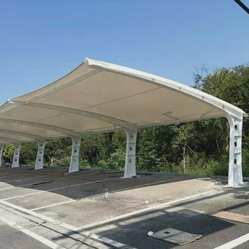 新能源充电桩车棚双向拉杆型膜结构停车蓬露天停车场汽车遮阳棚 - 图2