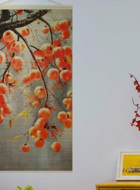新中式竹帘餐厅挂画无框茶楼客厅书房壁画玄关画装饰画