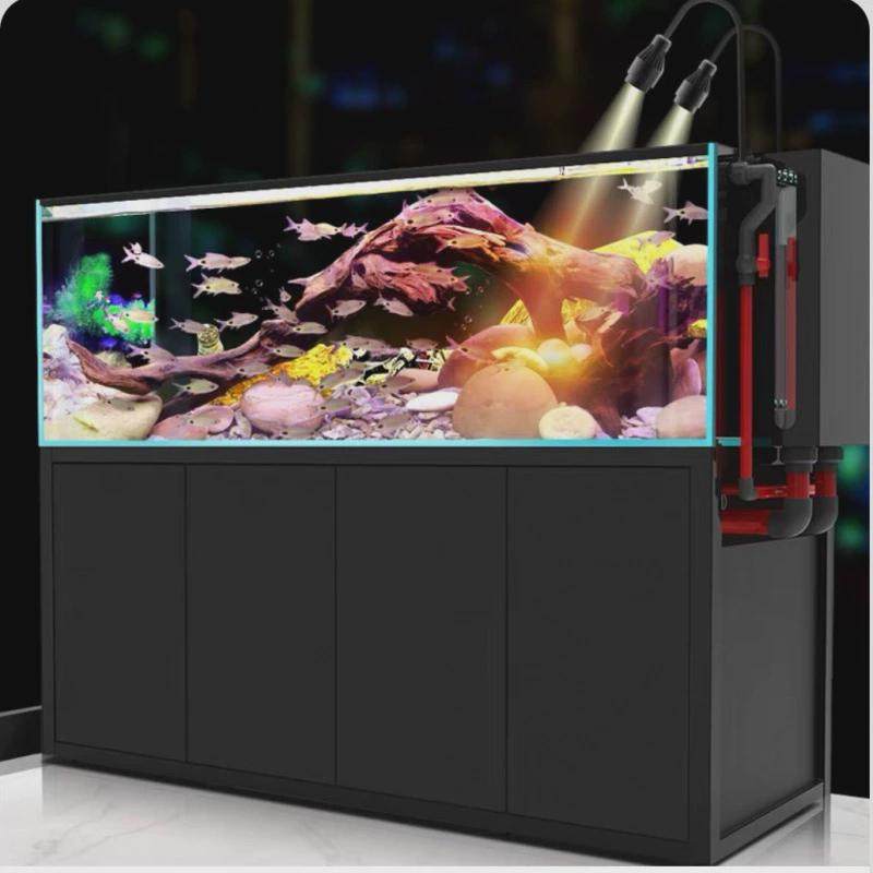 hp工业风溪流玻璃客厅大型鱼缸底滤超白缸免换水缸生态造景水族,淘宝优惠券,粉丝福利购,淘宝优惠卷