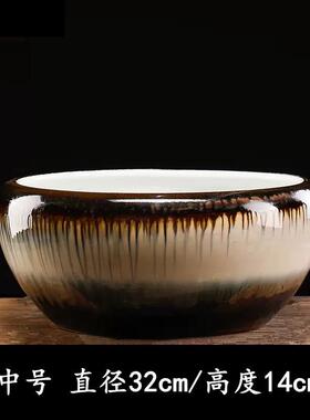 缸流水陶瓷生态循环美观养鱼开口罐流水陶罐过滤配件庭院花园造