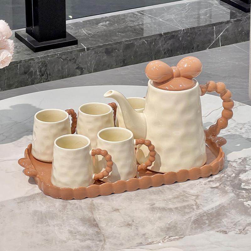 乔迁新居奶油风喝水杯家用套装客厅茶几高档陶瓷杯子杯架茶具送人,淘宝优惠券,粉丝福利购,淘宝优惠卷