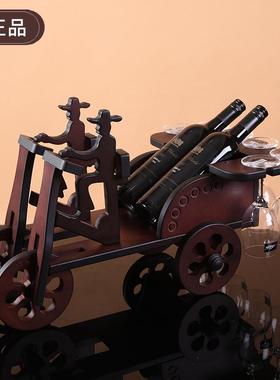 酒神牌情侣车酒架红酒实木创意欧式酒架欧式葡萄酒酒架木质红酒架