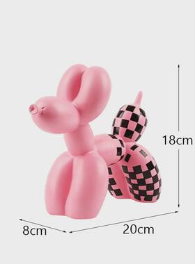 跨境创意格子气球狗摆件家居客厅办公室酒柜工艺品桌面树脂电视柜