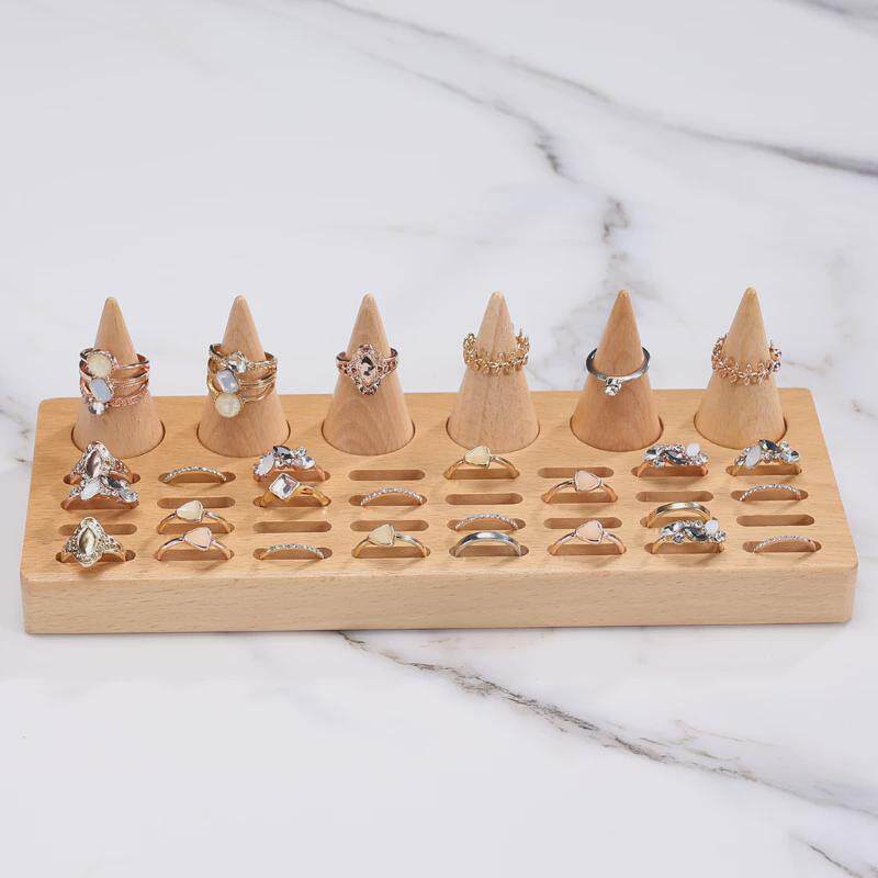 Wooden Jewelry Display Tray Ring Holder Beech Jewelry Desktop Storage Wooden Tray