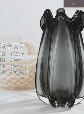 现代北欧轻奢琉璃花朵欧式水培玻璃花瓶设计师款造型家居装饰摆件