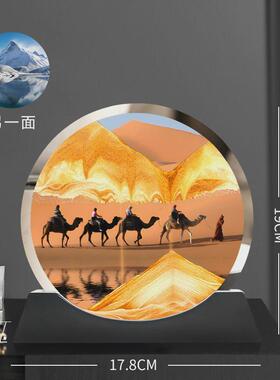 3d双面流沙沙漏摆件背靠金山家居礼品装饰品画工艺品解压创意摆件