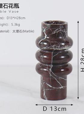 现代轻奢创意大理石花器花瓶餐桌边柜摆件样板间床头柜装饰品