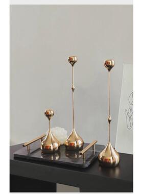 北欧金属水滴烛台摆件简约样板房客厅创意艺术软装饰品