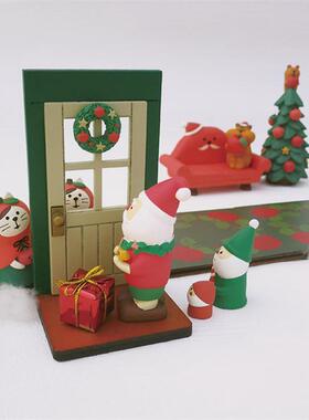 圣诞节 平安夜恐龙老人雪人雪橇日式猫ZAKKA装饰品礼品摆件