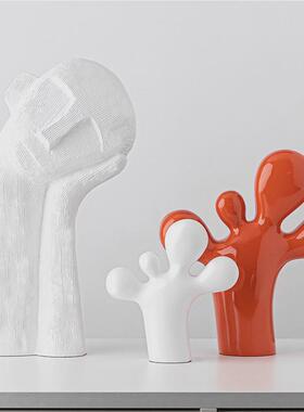 简约现代沉思男孩脚丫摆件北欧软装样板间托腮思考人物雕塑配饰品