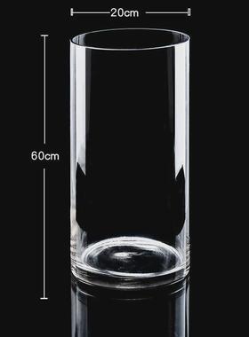 大花瓶大口径玻璃花瓶透明宽口广口敞口大口高款超高50阔口超大